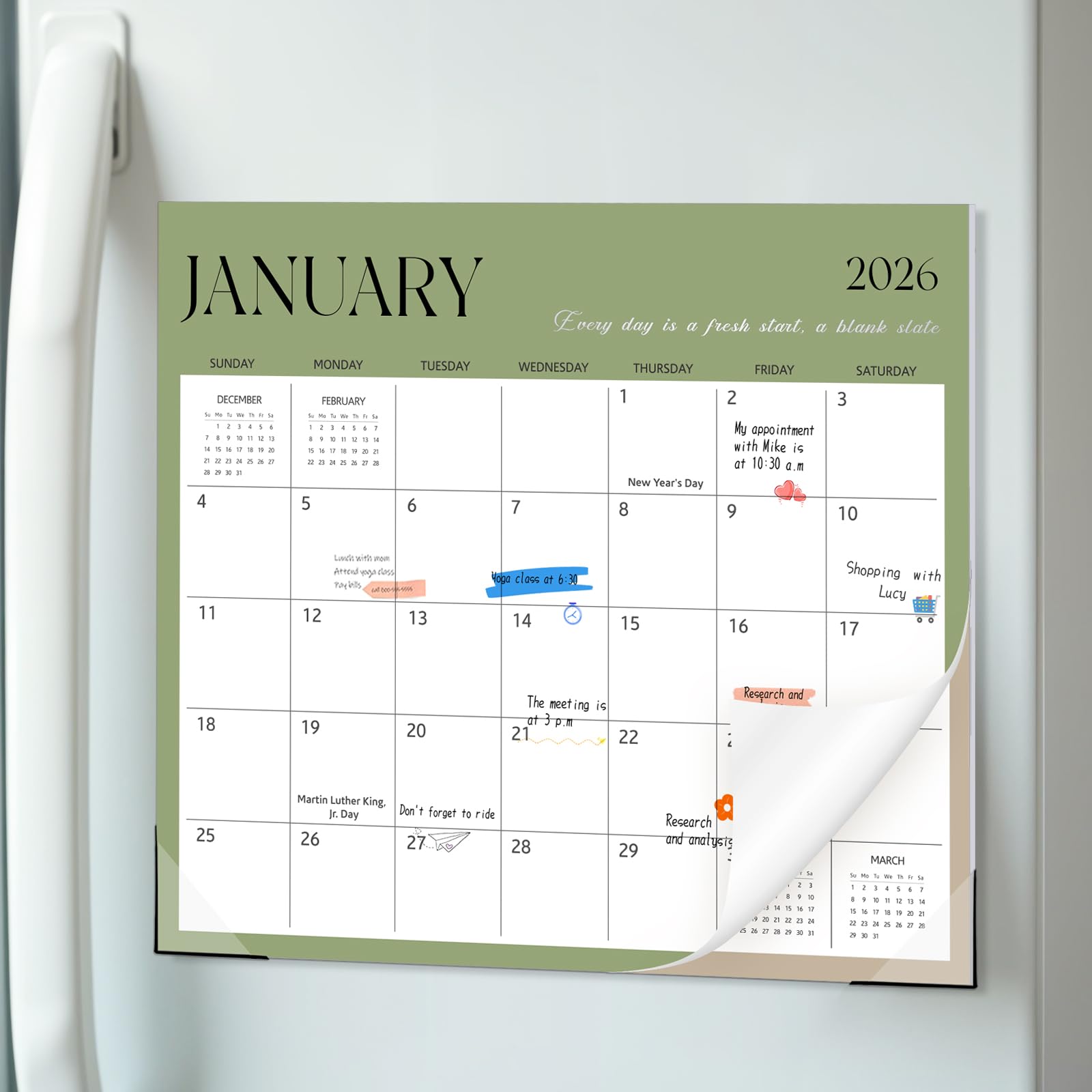 Photo 1 of 2026-2027 Magnetic Fridge Calendar, 18 Month Fridge Calendar Runs from January 2026 to June 2027 Magnetic Calendars for Refrigerator for Personal Planning and Organizing, Simple Style