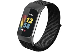 KUAGUOZHE Nylon Bands Only Compatible with Fitbit Charge 5 Bands, Soft Breathable Adjustable Replacement Nylon Loop Wristband Sport Strap for Women Men