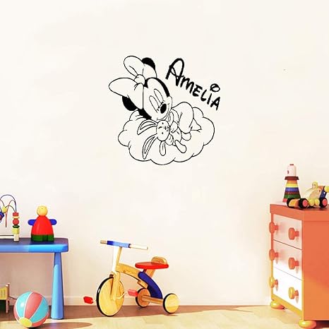 Amazon Com Vinysion Mickey Mouse Minnie Mouse Pegatinas Decorativas Personalizadas Con Minnie Mouse Durmiendo Adorable Decoracion De Habitacion De Los Ninos Bebe Habitacion Guarderia Poster Mural Calcomania Home Kitchen