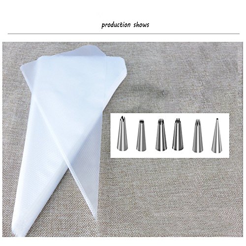 207 PCS Cake Decorating Supplies Kit- 6 Stainless Steel Icing Frosting Tips - 1 Coupler, 200 Disposable Pastry Bagsï¼ˆ11"+13") - Baking Tool Supply Piping Cake Nozzle