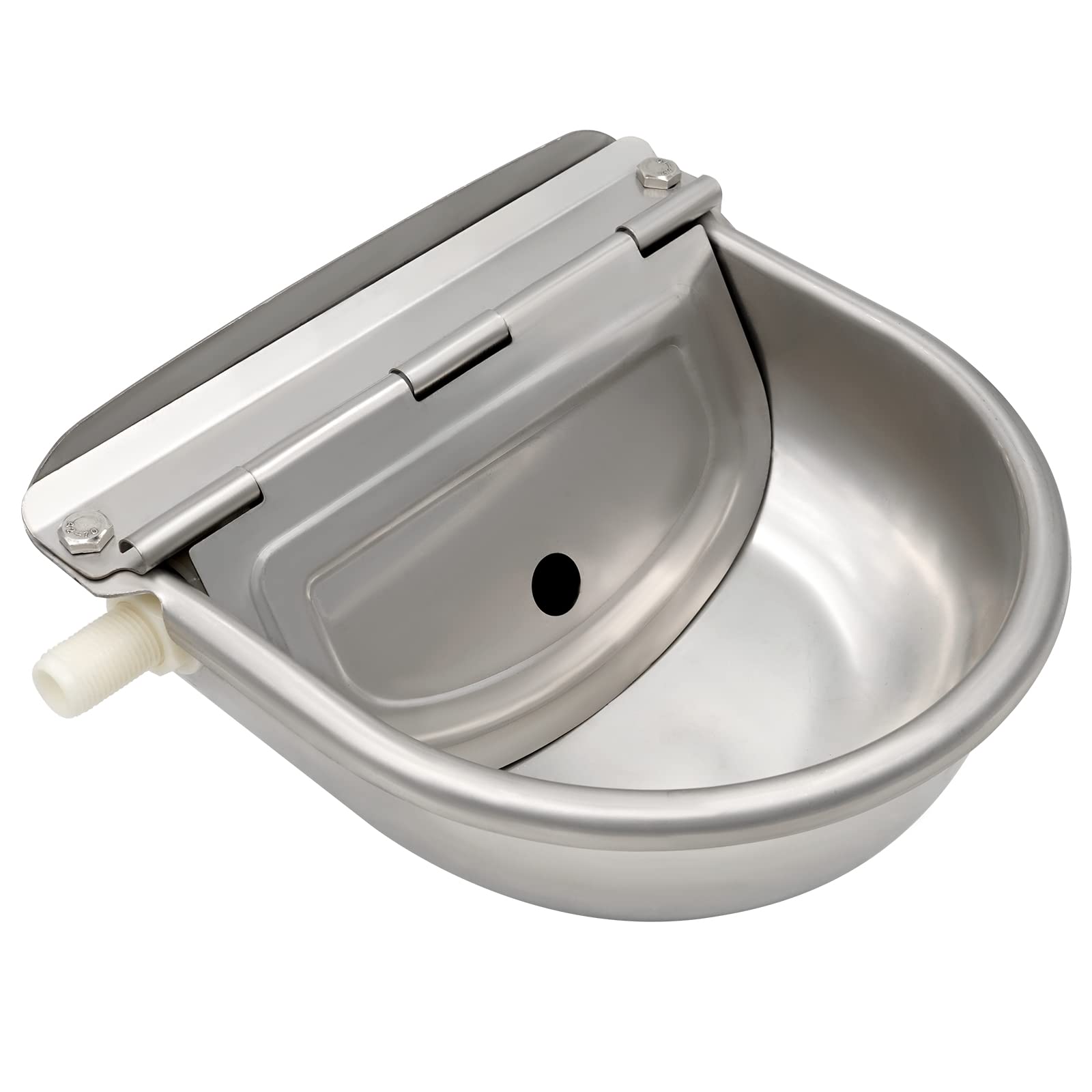 MasXirch Stainless Steel Automatic Waterer Bowl with Adjustable Float Ball Valve, Animal Water Trough for Horse Cattle Goat Sheep Pig Dog Livestock Animals