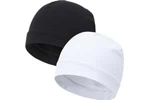 vidsel 100% Cotton Skull Caps for Men Women Breathable Night Cap Sleep Hats Soft Lightweight Running Beanie Helmet Liner