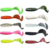 Eupheng Curly Tail Swimbait Fishing Lure, Soft Twist Tail Grub Bait | 10/25/100PCS in 2.3" 2.7" 4" 5.5" sizes; flexible grub soft baits for bass, crappie and saltwater fishing