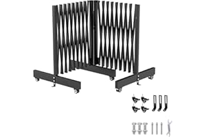 JTZFD 16 FT Industrial Metal Expandable Barricade，Retractable Traffic Fence with Casters, Folding Security Gate，Portable Barricade Gate for Construction Area, Traffic Control, Cordon(Black）