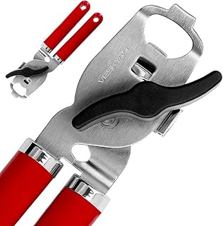 VESKYAO Dosenöffner, 4-in-1 Manuell Dosenöffner Flaschenöffner, Sicherheits Edelstahl Büchsenöffner, Deckelöffner und Kapselheber in Eins für Küche, Ergonamischer Griff