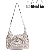 Korean Style Plaid Casual Shoulder Bag, Lightweight Checkered Crossbody Bag, Cotton Quilted Fabric with Adjustable Strap