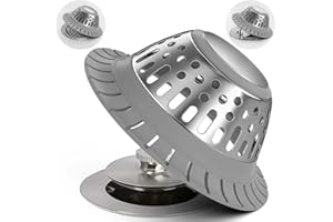 zaa Drain Hair Catcher - Bathtub Drain Cover, Hair Stopper for Bathtub Drain, 304 Stainless Steel Drain Protector and Hair Trap for Flat & Pop-up Drains, Silver Gray