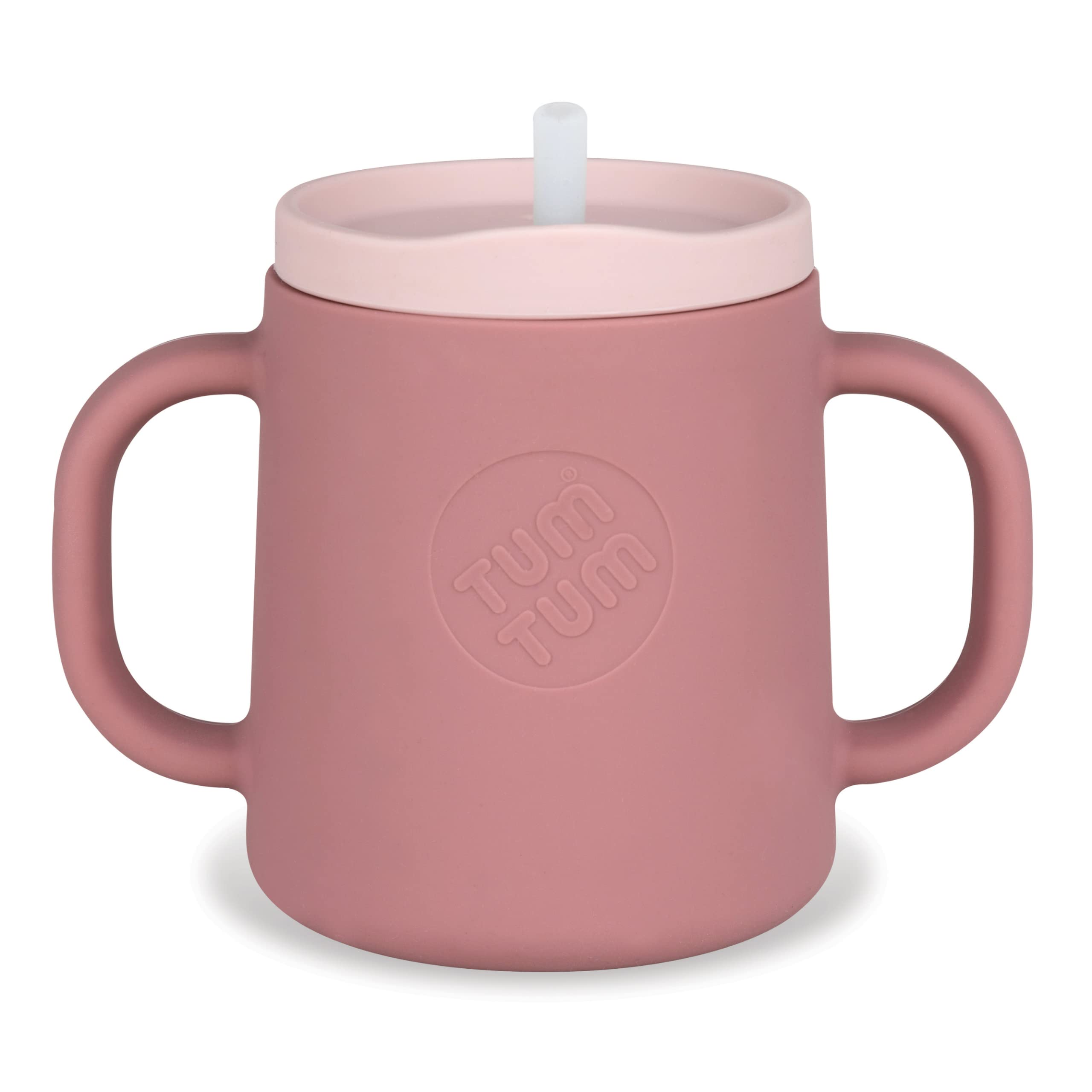 TUM TUM 3 Way Silicone Baby Training Cup - Designed With Feeding & Speech Therapist - Three in One Free Flow Straw, Transition, and Open Cup - for 6 Months Plus, 180ml, Pink