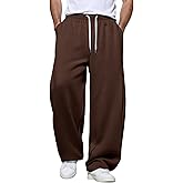 Susclude Mens Baggy Sweatpants, Wide Leg Elastic Waist Drawstring Open Bottom Cotton Lounge Loose Joggers with Deep Pockets