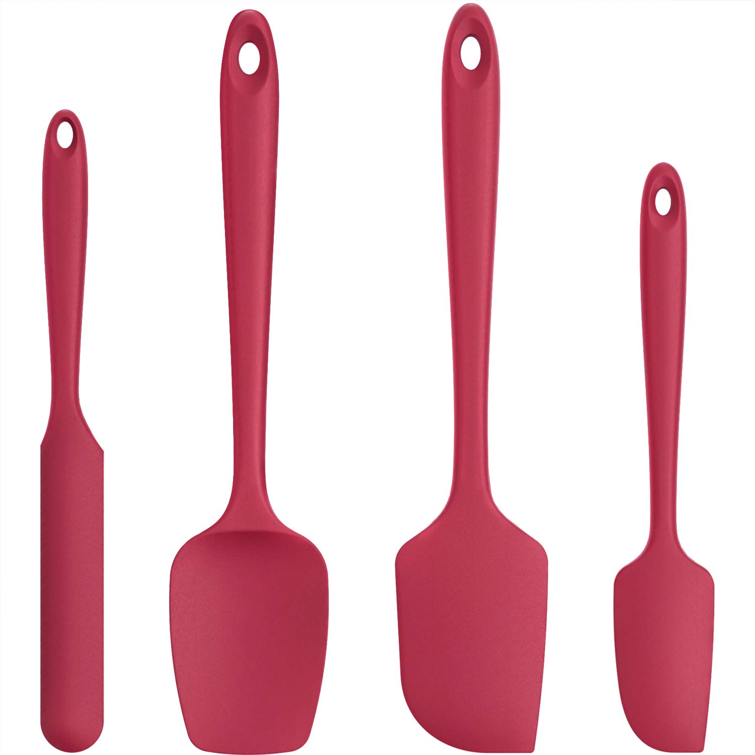 U-Taste Silicone Spatula Set of 4: 315 ℃ Heat-Resistant Flexible Food Grade Bowl Scraper, Seamless Rubber Kitchen Cooking Mixing Baking Scraping for Nonstick Cookware(Red)