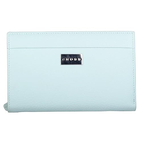 Cross? Womens 100% Genuine Leather Travel Wallet-Sky Blue