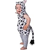 Cow Costume Kids Cute Animal Outfits Boys Girl Fleece Hooded Vest 3D Dairy Cattle Christmas Costume