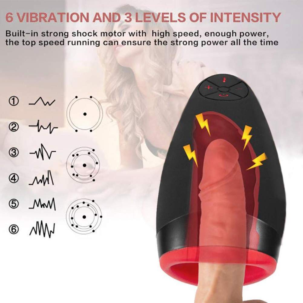 Urnight Masturbatoren Sex Men Cup Oral Sexspielzeug Heizfunktion Saugfunktion Wie Mund mit 6 Vibrationsmodi und 3 Intensitätsstufen Wasserdicht, 450 g