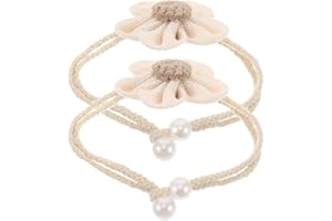 Kichvoe 2pcs Adjustable Beige Boho Flower Curtain Tiebacks with Braided Linen Rope, Farmhouse Drapery