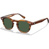 CARFIA Retro Acetate Polarized Round Mens Sunglasses Keyhole Male Shades | UV400 protection eyewears with Embossed Pattern Wire Core, Non-Fading Frame. Perfect for driving, beach, golf, daily, gifts.