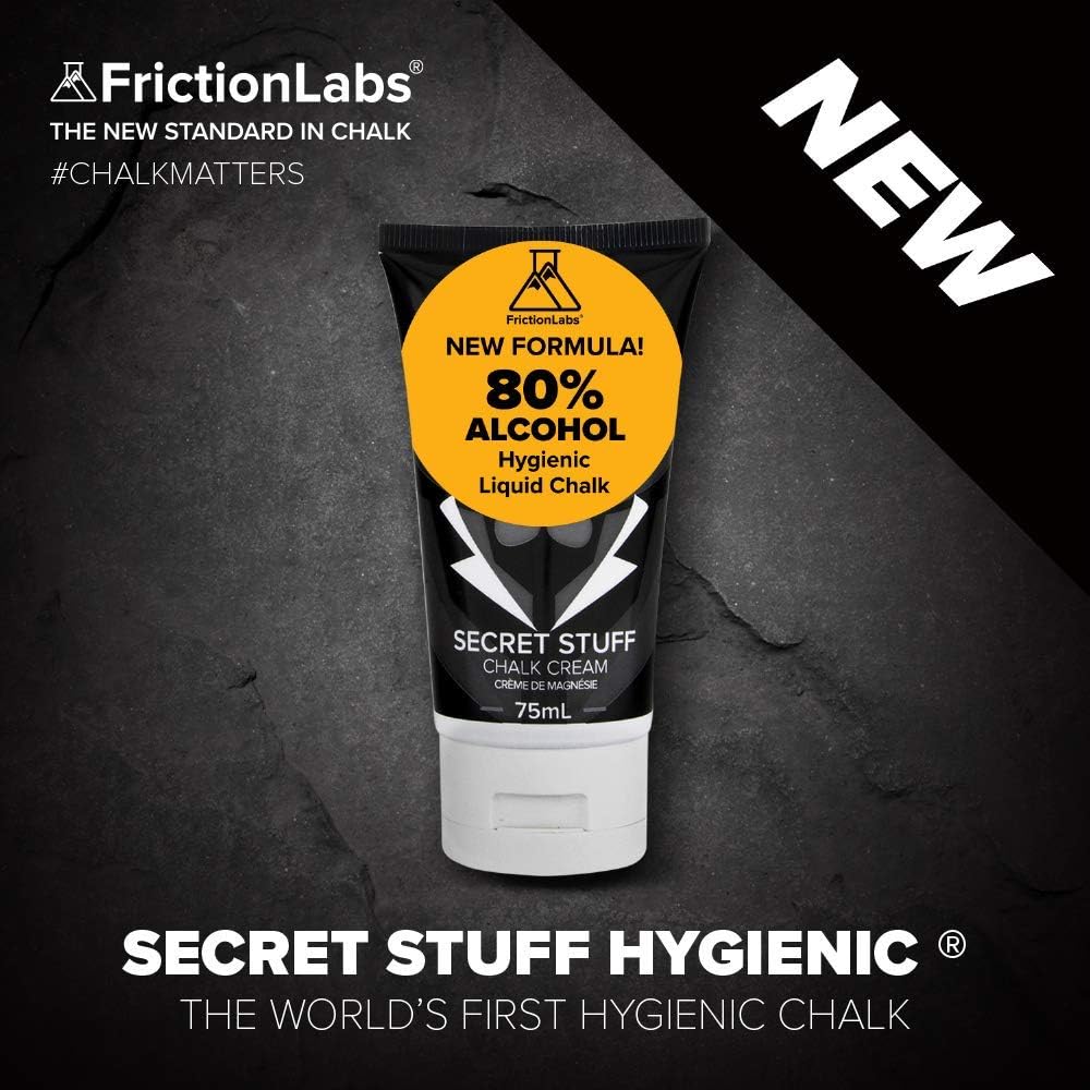 Friction Labs Secret Stuff Liquid Chalk, New Hygienic Formula - 80% Alcohol Sports Chalk Cream - Great Grip for Gymnastics, Rock Climbing, Sports, Lifting, Pull-Ups, Deadlifts, Kettlebells, Pole : Sports & Outdoors