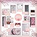+100 Pcs Baby Shower Decorations for Girl | White, Coral Pink and Gray Theme | Balloons | Banner | Pom Poms | Lantern | Tassel Garland | Fan | Sash Badge | Tablecloth | Photo Booth Props | Guest Book