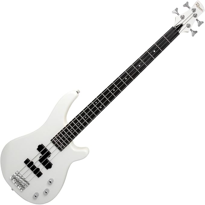 Redwood RB150 Electric 4String Bass Guitar, Solid Alder Body White