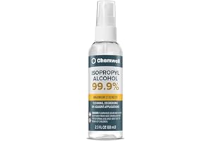 Chemwell 99.9% Isopropyl Alcohol (2.3 fl oz) - Pump Spray Bottle - Convenient Size for Pocket or Bag - Multipurpose Surface Cleaner