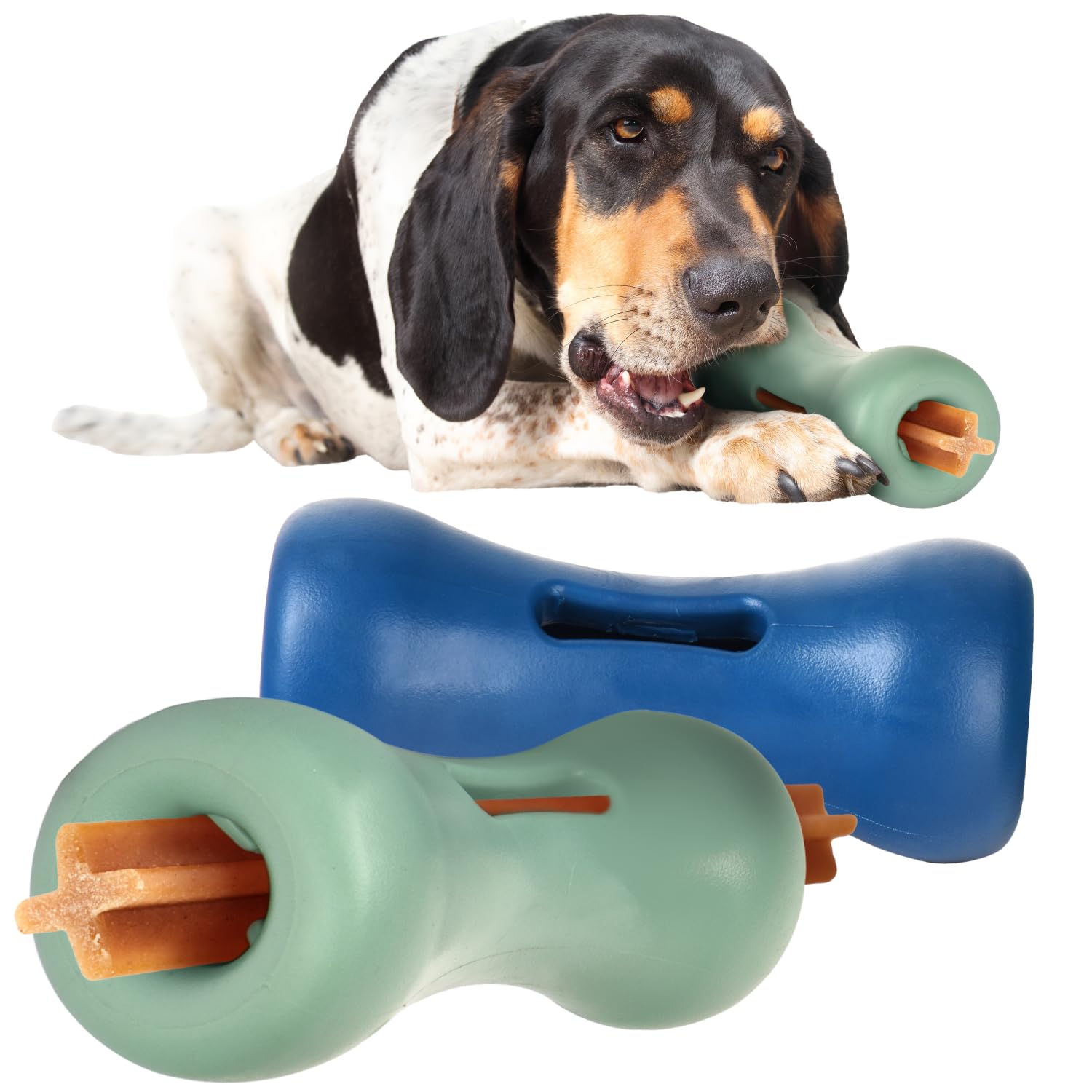 Photo 1 of Evergreen Pet Supplies Dog Bully Stick Hider Puzzle Toy - 2-Pack, Green & Blue, Medium/Large Breeds - Interactive Treat Dispenser & Chewer-Resistant Feeder for Aggressive Chewers