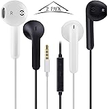 In Ear Earphones, 2 Pack ZCOTU Bass Driven Wired Earbuds In Ear Headphones with Microphone and Volume Control,3.5 mm Plug Noise Isolating Earphones Earbuds Headset