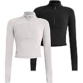 Vsaiddt Women's Athletic Half Zip Pullover Sweatshirt Workout Top Crop Quarter Zip Pullover Yoga Running Jackets