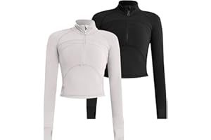 Vsaiddt Women's Athletic Half Zip Pullover Sweatshirt Workout Top Crop Quarter Zip Pullover Yoga Running Jackets