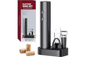 BONACHEF 5-in-1 Electric Wine Bottle Opener Gift Set Battery Operated Corkscrew Automatic Wine Opener Kit with Foil Cutter, W