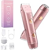 Bikini Trimmer for Women: Electric Razors & Shaver [IPX7 Waterproof] with Dual Heads for Body Pubic Hair - Rechargeable Wet Dry Lady Hair Trimmer 2 in 1 for Underarm Leg Arm Face