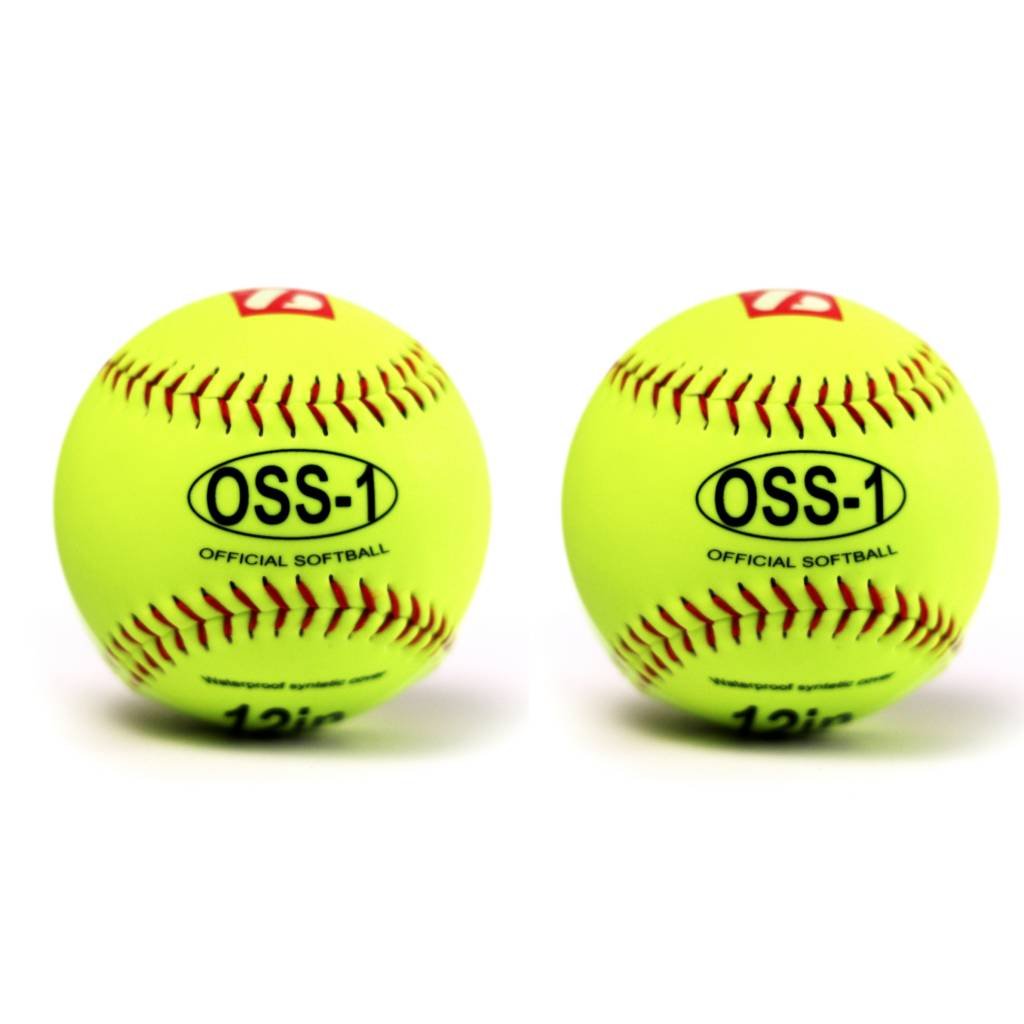 BARNETT OSS-1 practice baseball, softball ball, size 12", yellow, 2 pieces