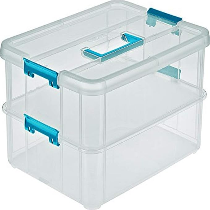 Sterilite 14228604 Stack & Carry 2 Layer Handle Box, 1 Pack Amazon