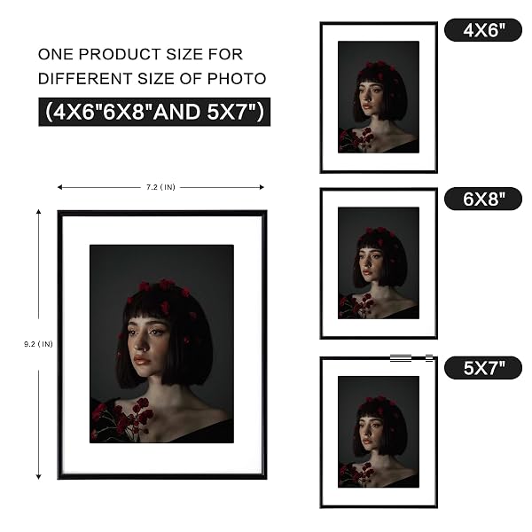 IZIDDO 5X7 BLACK PICTURE FRAMES WITH MAT, WHITE GLASS PHOTO FRAME FOR TABLETOP DISPLAY, GIFTS PICTURE FRAME, HORIZONTALLY OR VERTICALLY