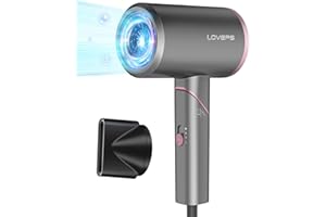 LOVEPS Hair Dryer Without Diffuser, Foldable Handle Travel Hair Dryer, 1800W Ionic Blow Dryer, Constant Temperature Hair Care Without Hair Damage, Rose Pink