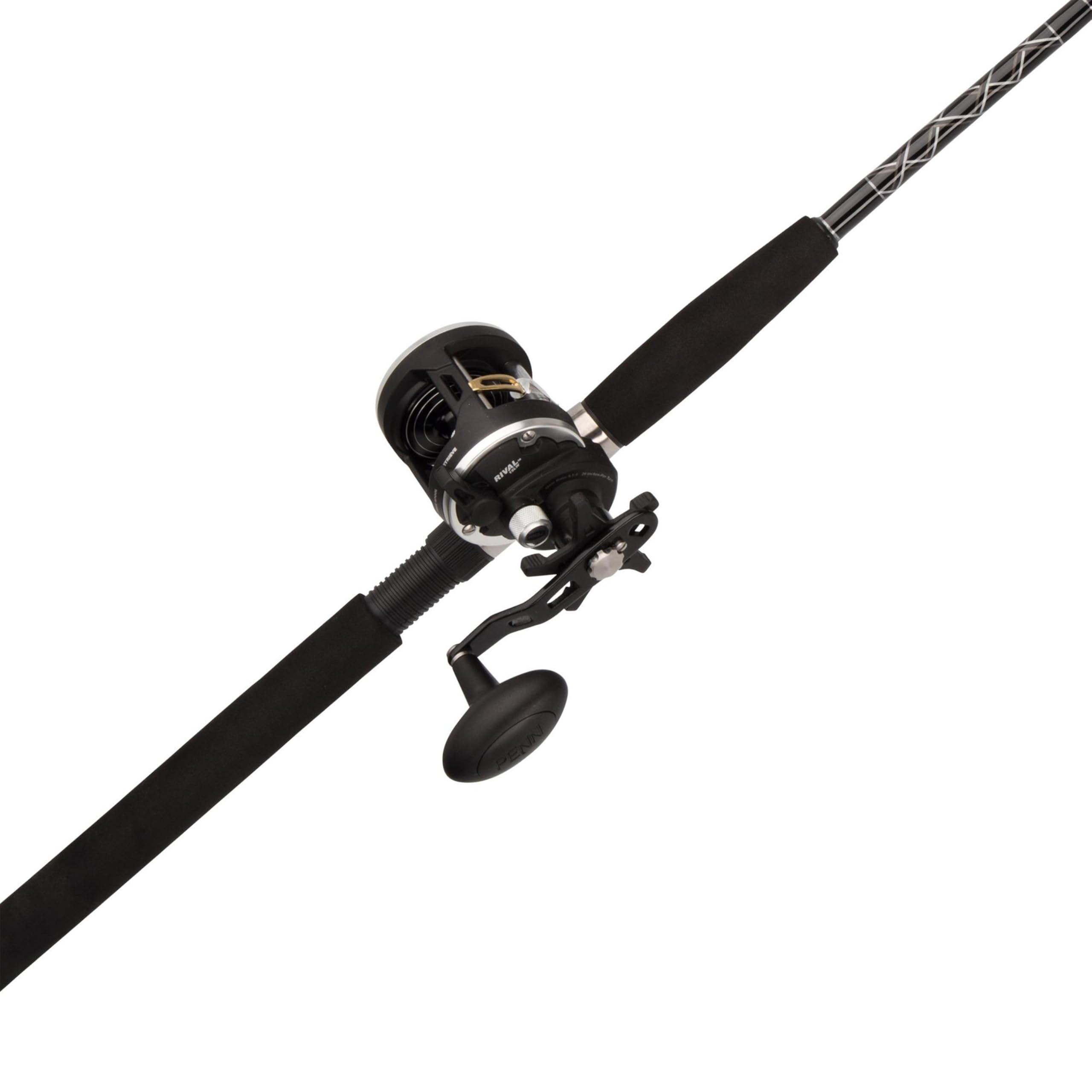 Graphite Composite Rods PENN 7’ Rival Level Wind Fishing Rod and Reel Conventional Combo, 7’, 1 ...