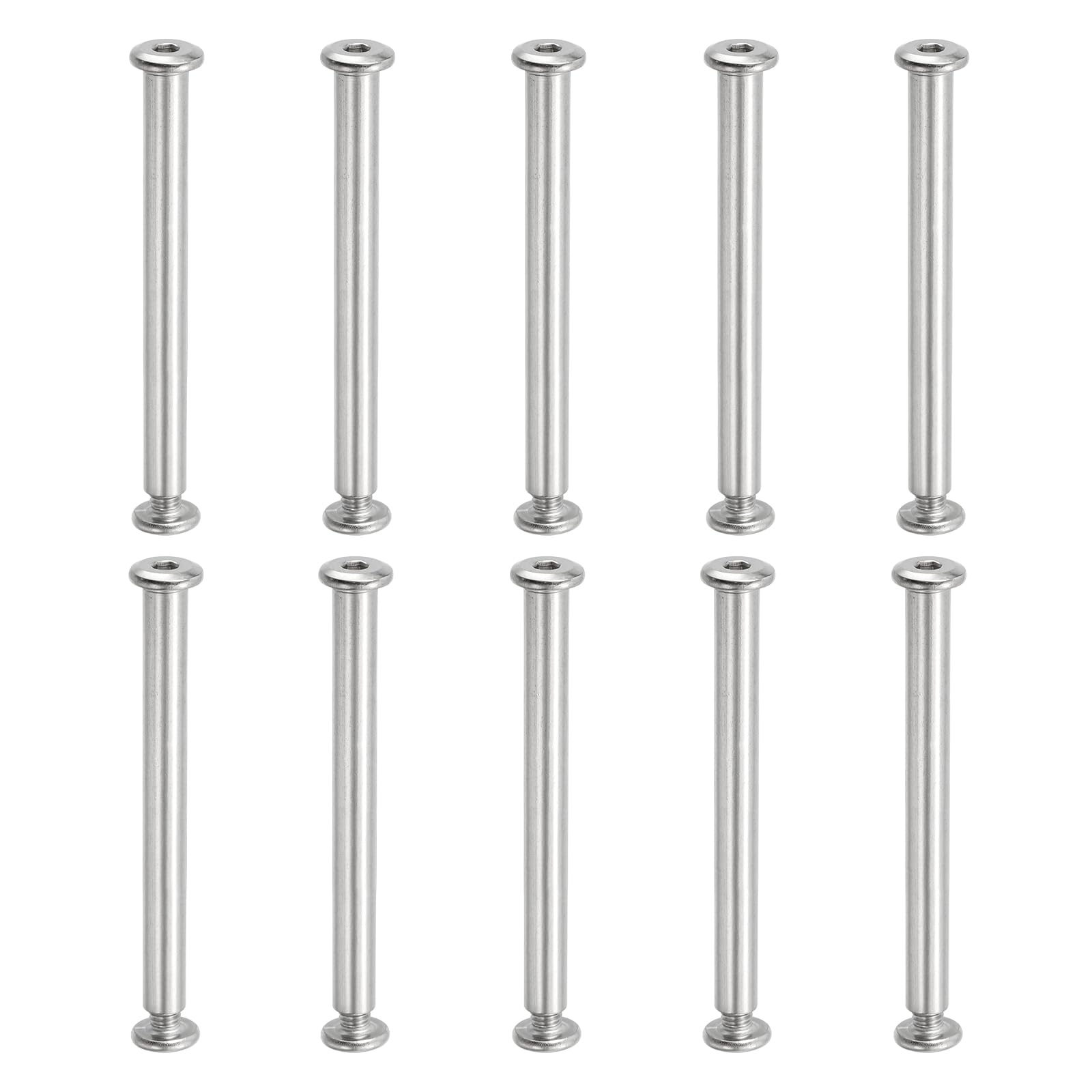 PATIKIL Hex Chicago Screws, 10 Set Binding Screw Posts M6 x 80 mm Connecting Hex Drive Socket Cap Bolt Nuts for Scrapbook Leather Belt Album Photo Furniture Repair, Silver