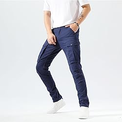 Plaid&Plain Men's and Women's Navy Blue Cargo Pants