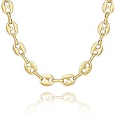 KissYan Gold Necklace for Women, 14K Gold Plated Dainty Chain Choker Chunky Figaro Snake Mariner Cuban Link Chains, Adjustable Trendy Necklaces Handmade Jewellery Chain