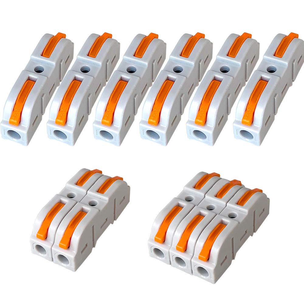 QitinDasen 30Pcs Premium SPL-1 Lever-Nut Wire Connectors, One-to-One Conductor Compact Wire Connectors, Splicing Type Quick Conductors Cable Clamp Terminal Block Spring Connector (Free Combination)