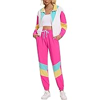 Amazon.com: SIZGAROOT 80s 90s Retro Windbreaker Set Womens