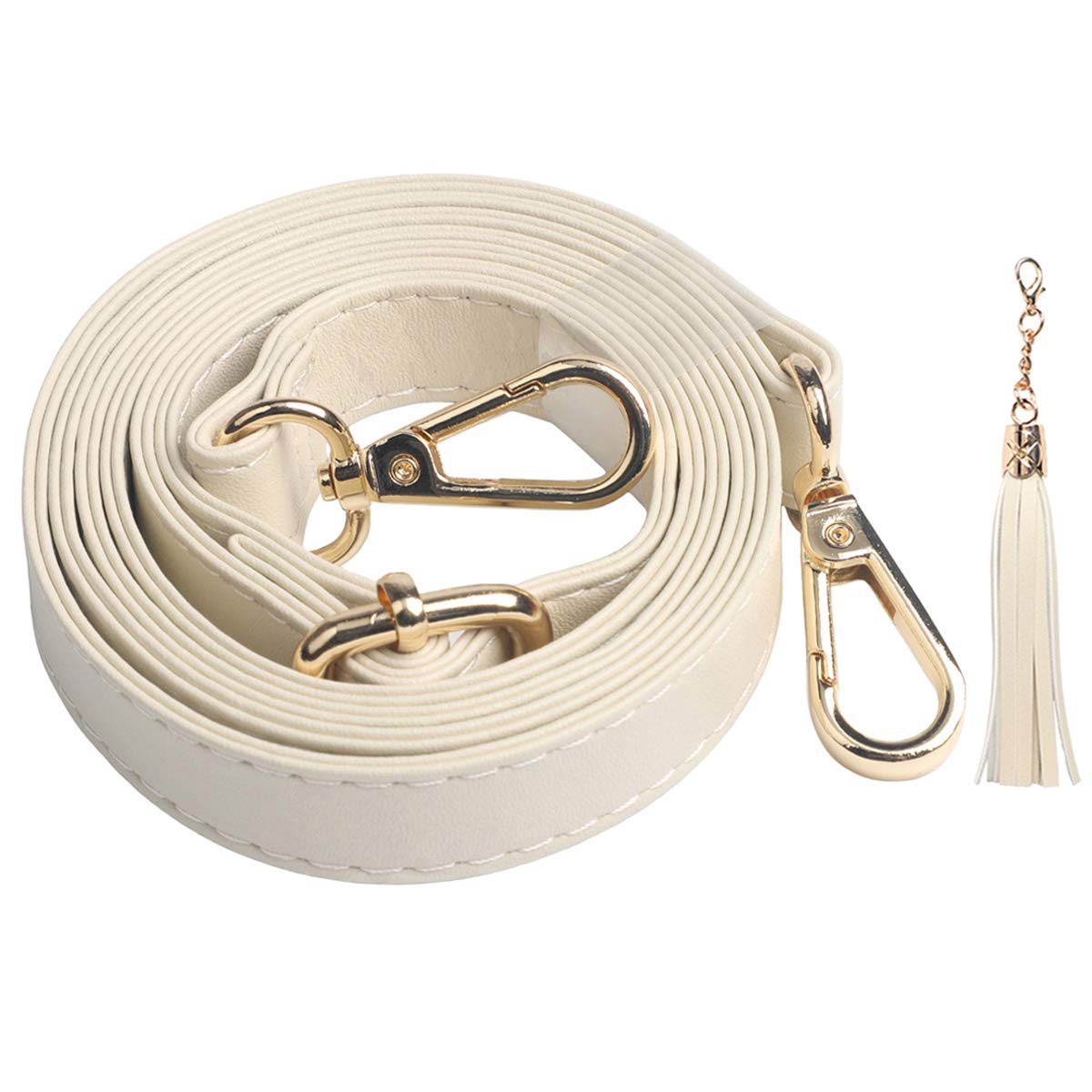 BEAULEGAN Crossbody Bag Strap - Microfiber Leather - Replacement for Handbag/Purse, Adjustable 150cm Long 2cm Wide (Ivory/Gold)