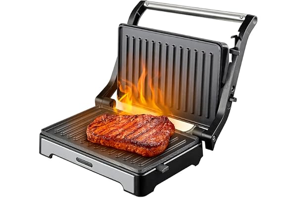 Sanduicheira e Mini Grill HQ 180º 1000W Antiaderente Inox HQ-SG002 220V