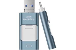 ZARMST Flash Drive for iPhone 256GB, 4 in 1 USB Type C Memory Stick, Photo Stick External Storage Thumb Drive for iPhone iPad Android Computer, Sky Blue