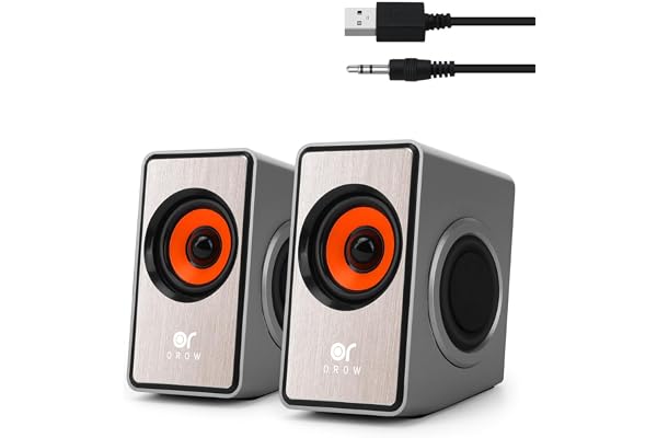 OROW Computer Speakers,12W Mini Desktop Speaker with Volume Control, 3.5mm AUX Speaker, USB Powered Laptop Speakers,Great for