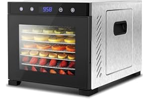 NutriChef Food Dehydrator - 6 Shelf Dehydrator Food Dryer with Stainless Steel Trays for Beef Jerky, Vegetables Fruit, Meat &