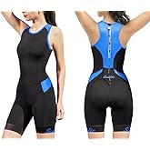 Women's Triathlon Suit One-Piece Sleeveless Tri Suit Padded Quick-Dry Slimming for Running Swimming Cycling