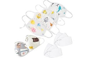 Wildfire Smoke Protection- 6 Resuable Face Cloth Masks + 6 (PM2.5) Pads, 4-Layer Waterproof Cotton Masks (Age 2-5T)