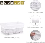 Woodluv White Small Woven Storage Basket with Removable Liner 30x18x12 cm view 2