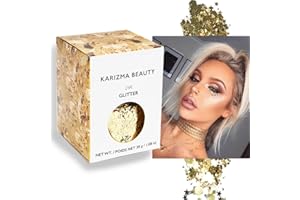 KARIZMA 24K Gold Glitter. 30g Chunky Face Glitter, Hair Glitter, Eye Glitter and Body Glitter for Women. Rave Glitter, Festival Accessories, Cosmetic Glitter Makeup. Loose Glitter Set