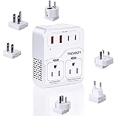 TREVOLTY 2000W Voltage Converter US to Europe for Hair Dryers, 7-in-1 220V to 110V Converter for European Travel with 3 AC/2 USBA/2 USBC Ports (PD20W), Universal Travel Adapter (White)