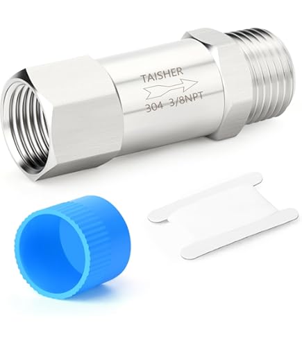 304 Stainless Steel Check Valve - 3/8" OD Tube Compression Fitting, One Way Non-Return Valve